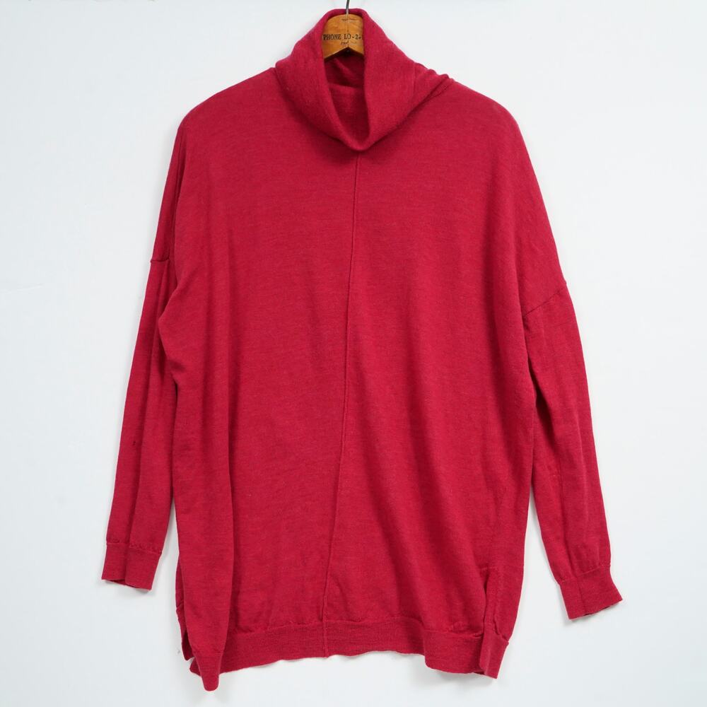 Eileen Fisher 100% Merino Wool Turtleneck Sweater Red Women's Small S